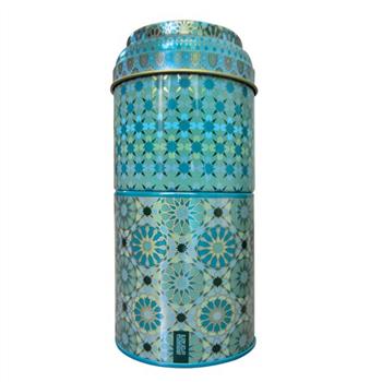 Image de "Tin box et ses deux tasses à café en porcelaine : Collection ""Andalusia"" 90ml"
