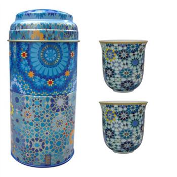 Image de Tin box et ses deux tasses à café : Collection "Moucharabieh"