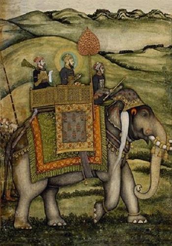 Image de Puzzle : Le grand moghol monté sur un éléphant : 1000 pièces