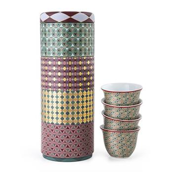 Image de Tin box et ses quatre tasses à café en porcelaine : Collection Opéra